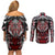 Haida Wolf Couples Matching Off Shoulder Short Dress and Long Sleeve Button Shirt Canada Indigenous Art