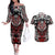 Haida Wolf Couples Matching Off The Shoulder Long Sleeve Dress and Hawaiian Shirt Canada Indigenous Art