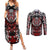 Haida Wolf Couples Matching Summer Maxi Dress and Long Sleeve Button Shirt Canada Indigenous Art