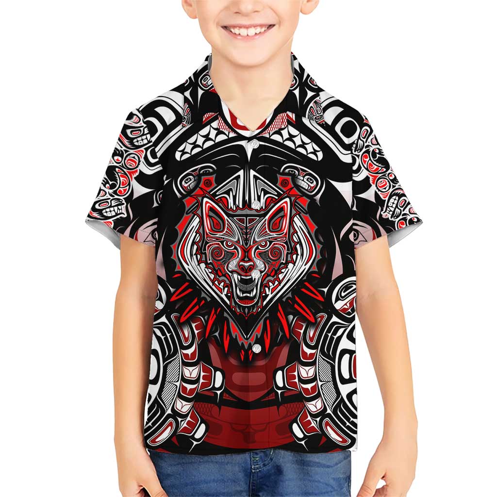 Haida Wolf Kid Hawaiian Shirt Canada Indigenous Art