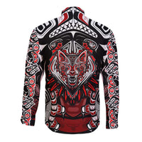 Haida Wolf Long Sleeve Button Shirt Canada Indigenous Art