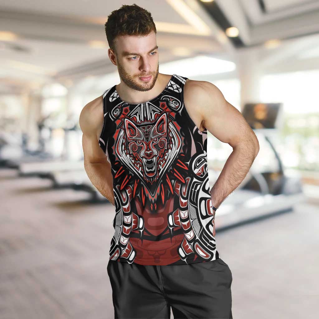 Haida Wolf Men Tank Top Canada Indigenous Art