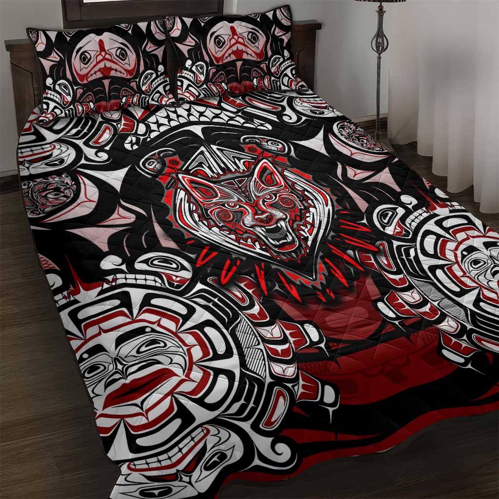 Haida Wolf Quilt Bed Set Canada Indigenous Art