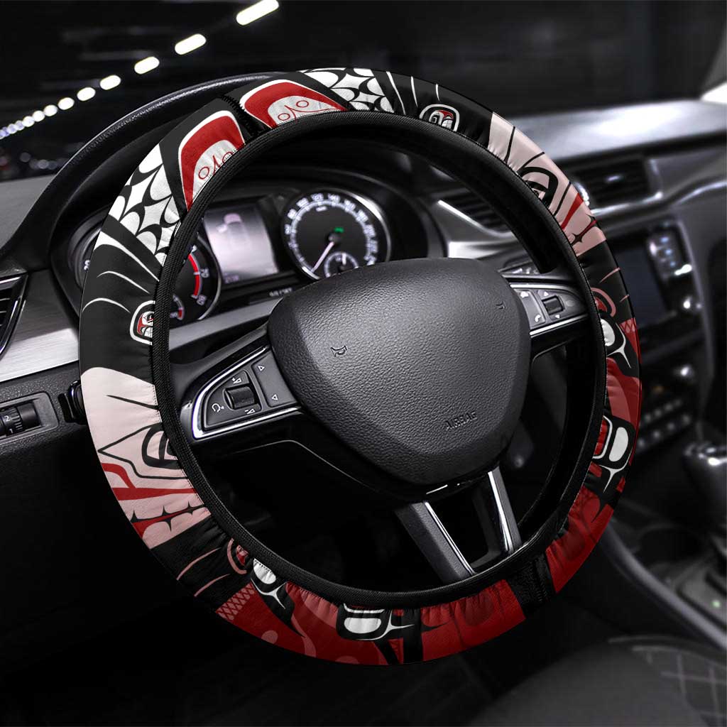 Haida Wolf Steering Wheel Cover Canada Indigenous Art