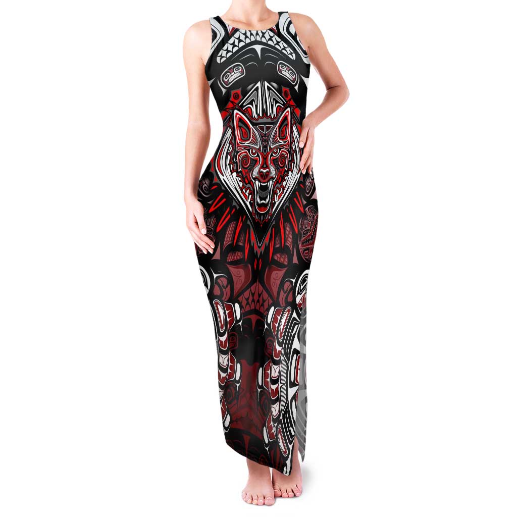 Haida Wolf Tank Maxi Dress Canada Indigenous Art