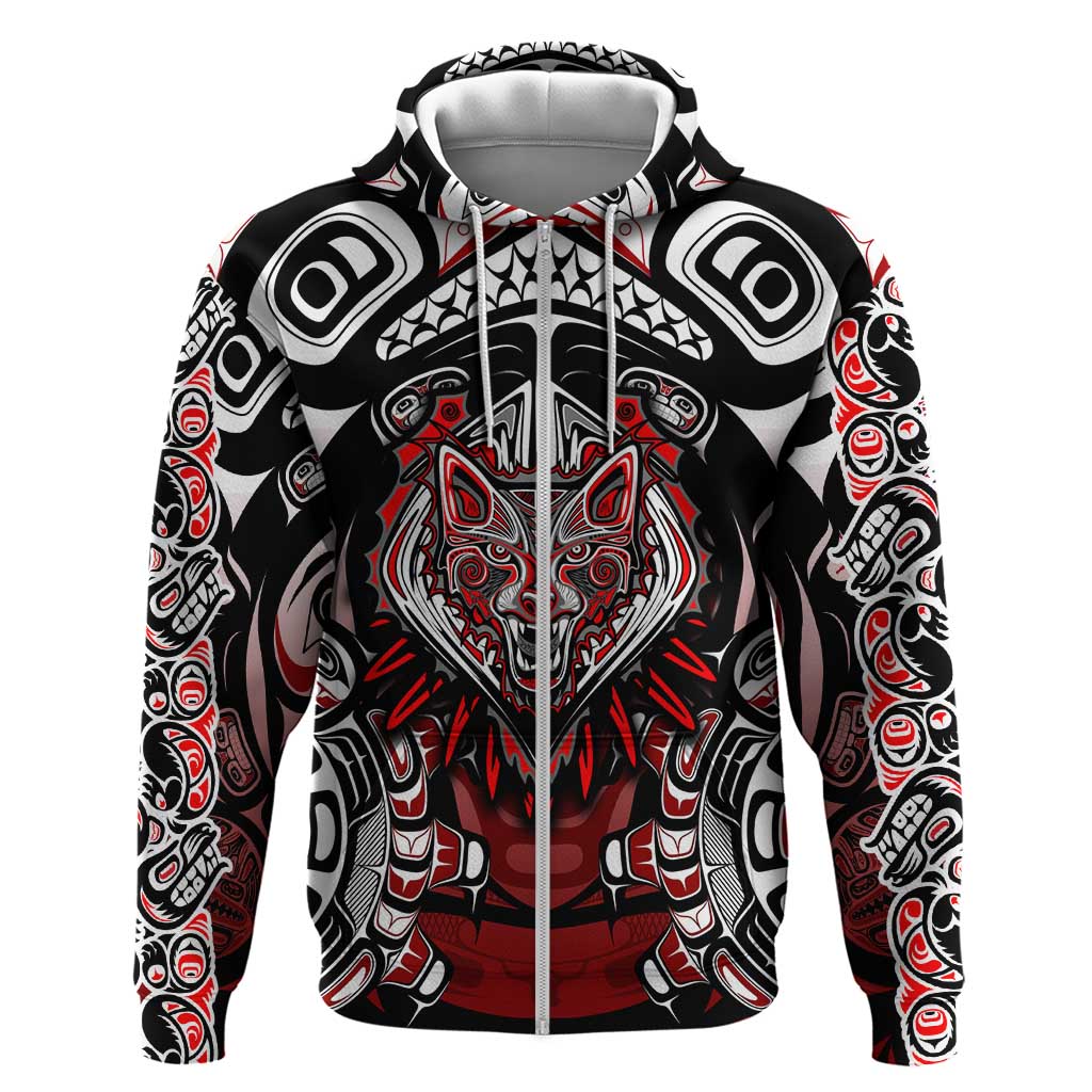 Haida Wolf Zip Hoodie Canada Indigenous Art