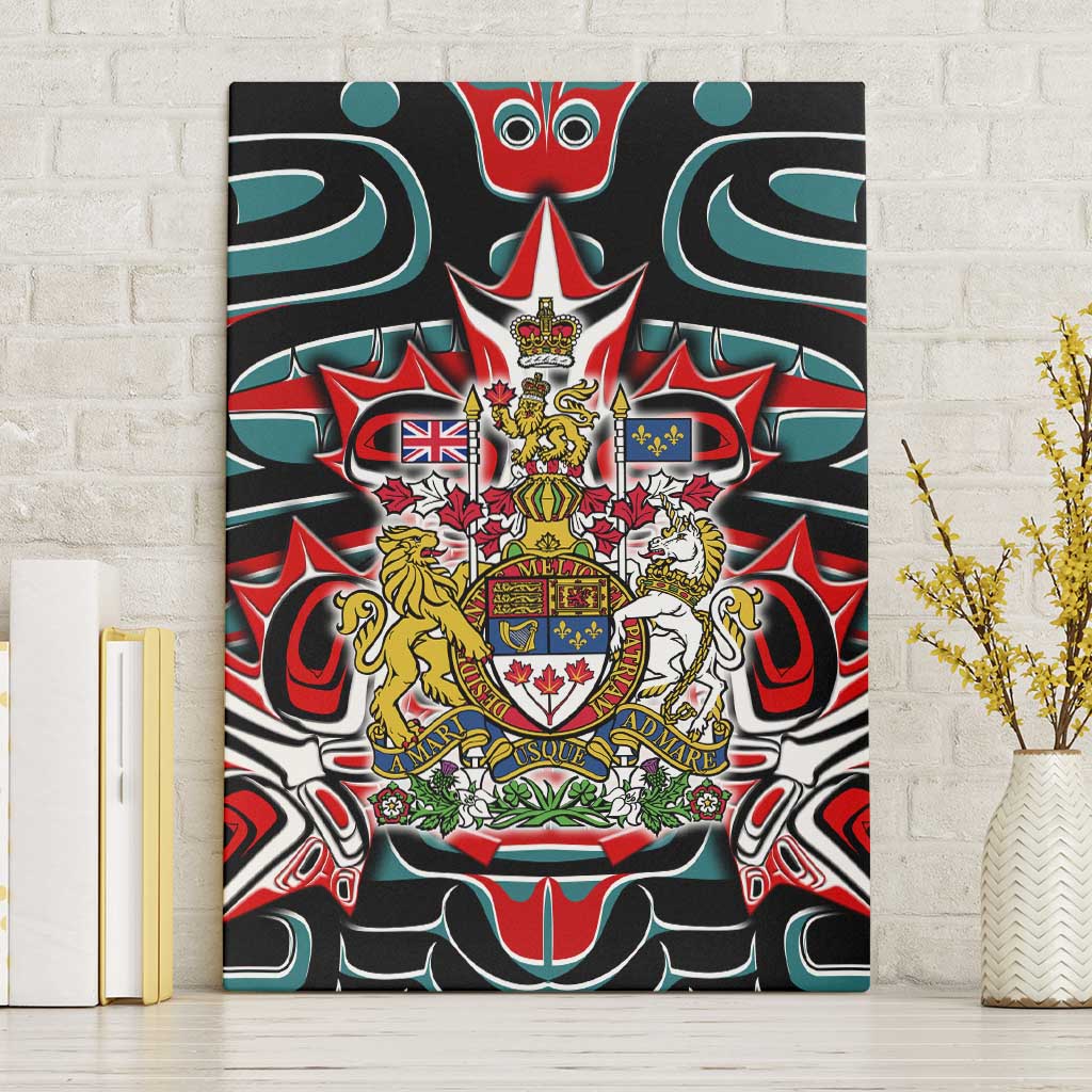 Canada Coat of Arms Haida Canvas Wall Art Maple Leaf Flag Indigenous Art