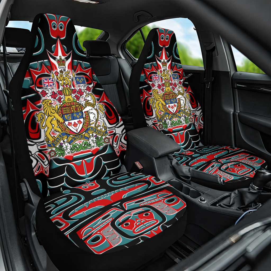 Canada Coat of Arms Haida Car Seat Cover Maple Leaf Flag Indigenous Art