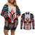 Canada Coat of Arms Haida Couples Matching Off Shoulder Short Dress and Long Sleeve Button Shirt Maple Leaf Flag Indigenous Art