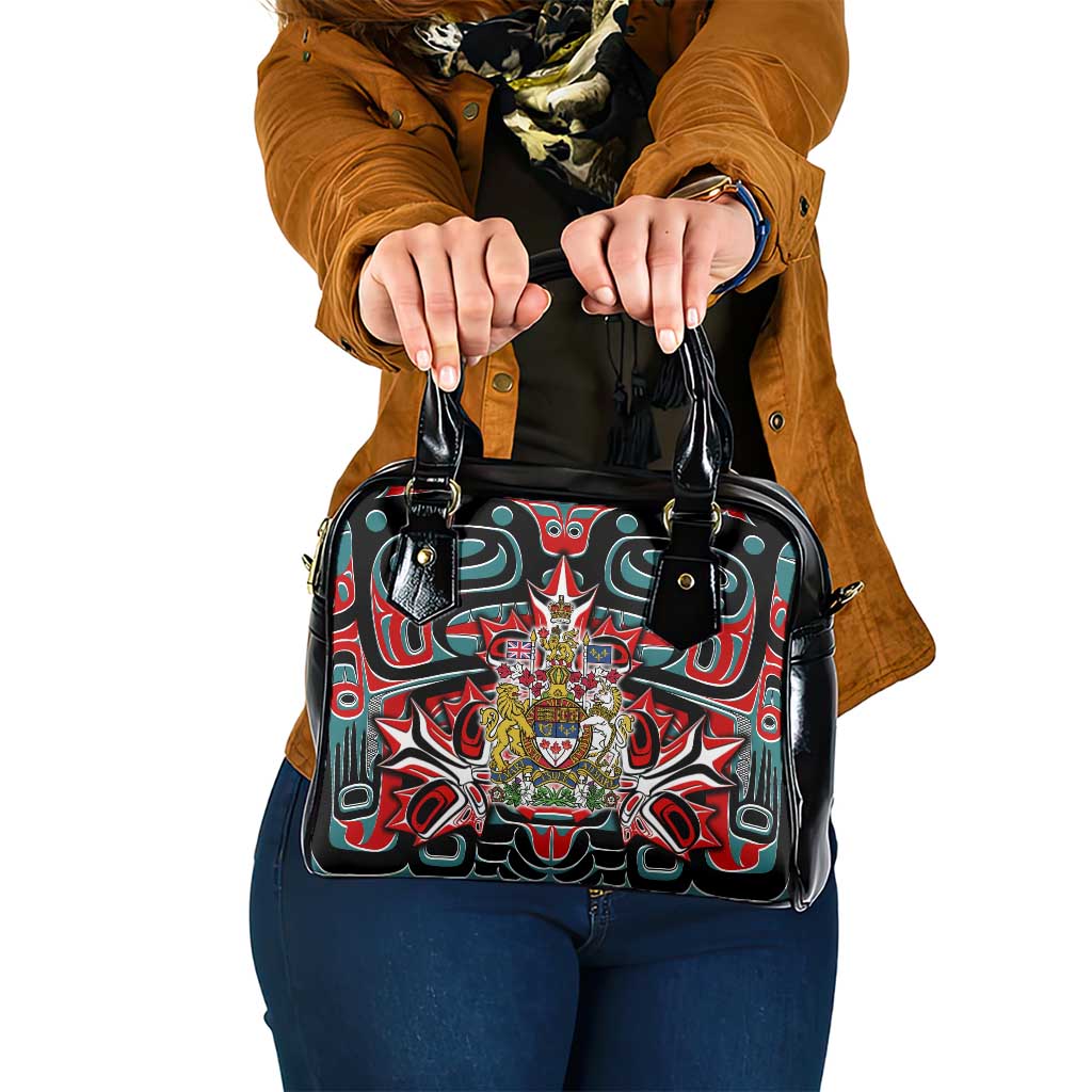 Canada Coat of Arms Haida Shoulder Handbag Maple Leaf Flag Indigenous Art