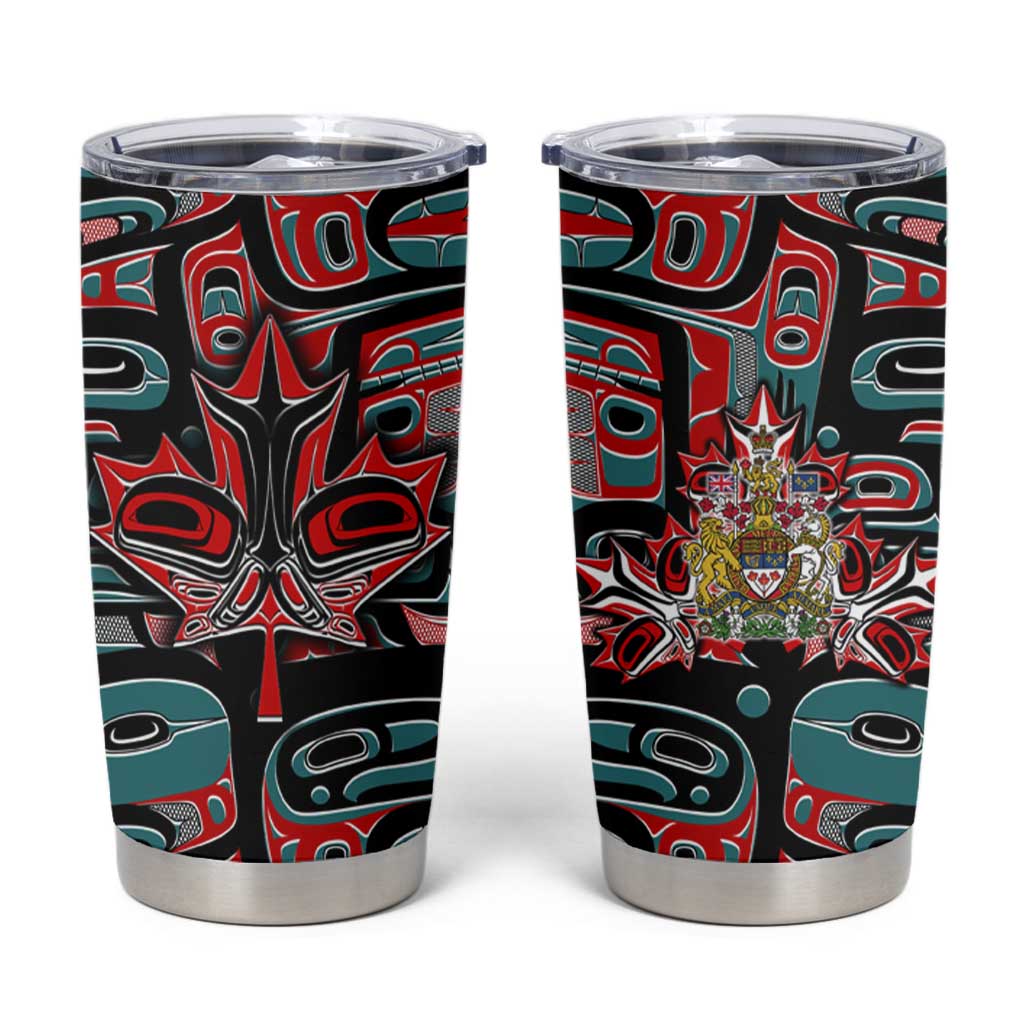 Canada Coat of Arms Haida Tumbler Cup Maple Leaf Flag Indigenous Art