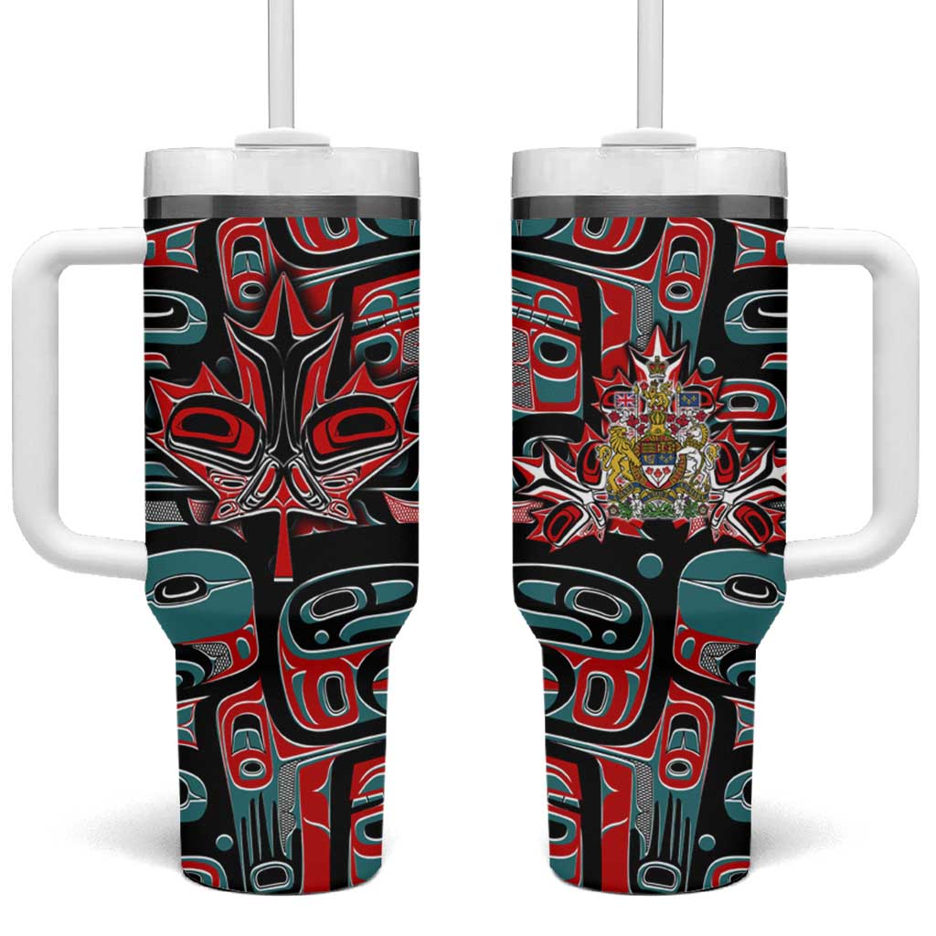 Canada Coat of Arms Haida Tumbler With Handle Maple Leaf Flag Indigenous Art