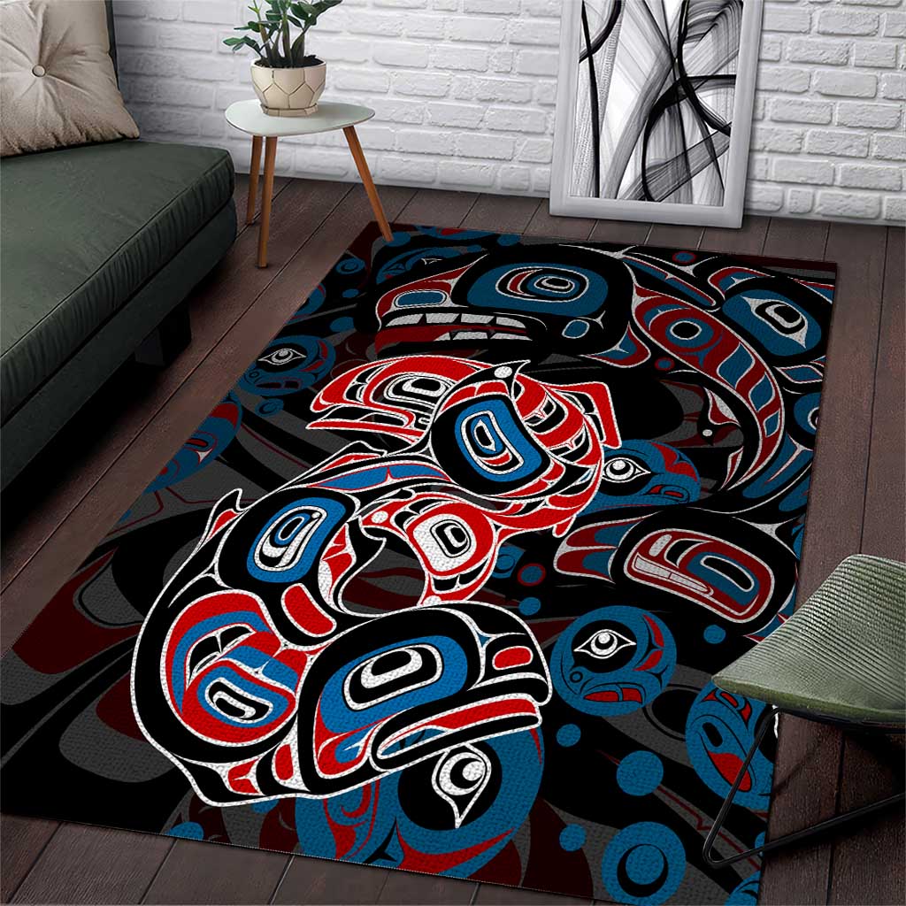 Haida Native Art Fish Area Rug Canada Indigenous Art