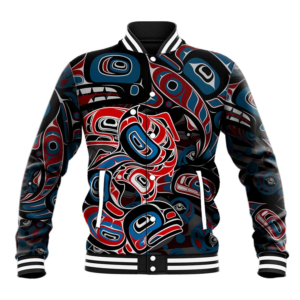 Haida Native Art Fish Baseball Jacket Canada Indigenous Art