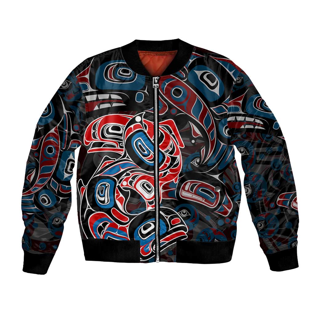 Haida Native Art Fish Bomber Jacket Canada Indigenous Art