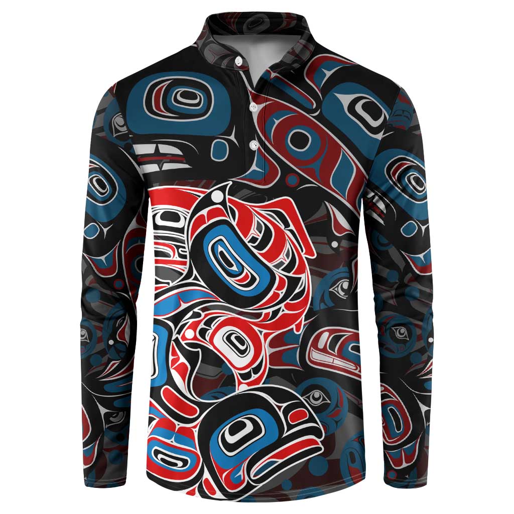 Haida Native Art Fish Button Sweatshirt Canada Indigenous Art