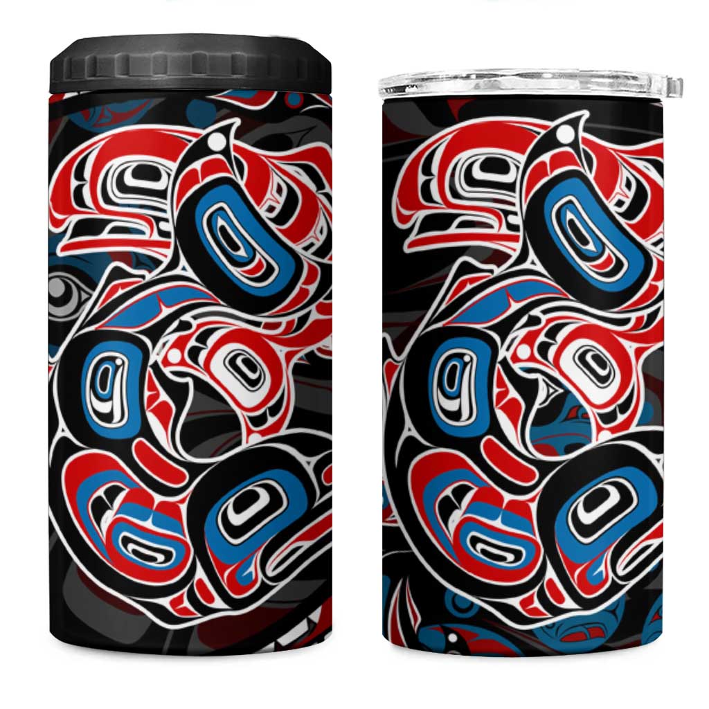 Haida Native Art Fish 4 in 1 Can Cooler Tumbler Canada Indigenous Art