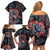 Haida Native Art Fish Family Matching Off Shoulder Short Dress and Hawaiian Shirt Canada Indigenous Art