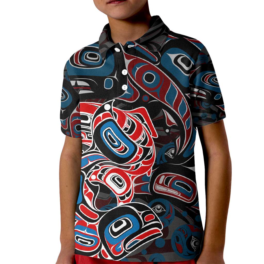 Haida Native Art Fish Kid Polo Shirt Canada Indigenous Art