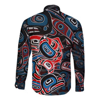Haida Native Art Fish Long Sleeve Button Shirt Canada Indigenous Art