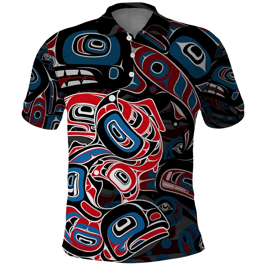 Haida Native Art Fish Polo Shirt Canada Indigenous Art