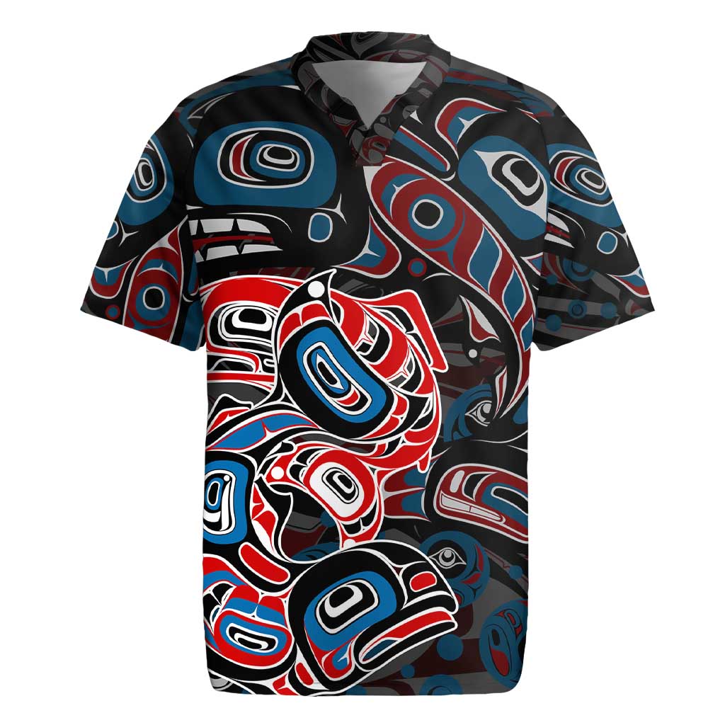 Haida Native Art Fish Rugby Jersey Canada Indigenous Art