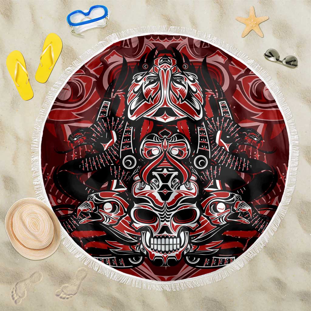 Haida Tribal Skull Canada Beach Blanket Indigenous Warrior Totem