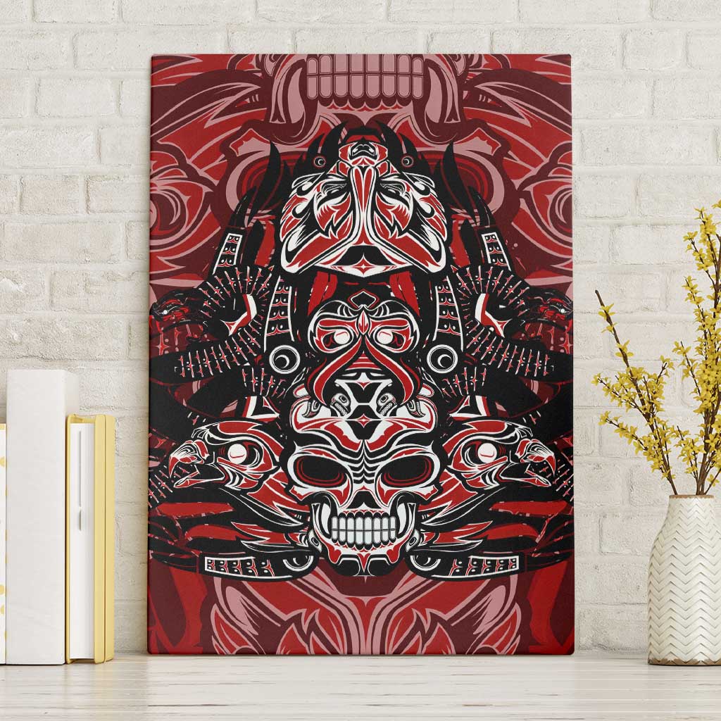 Haida Tribal Skull Canada Canvas Wall Art Indigenous Warrior Totem