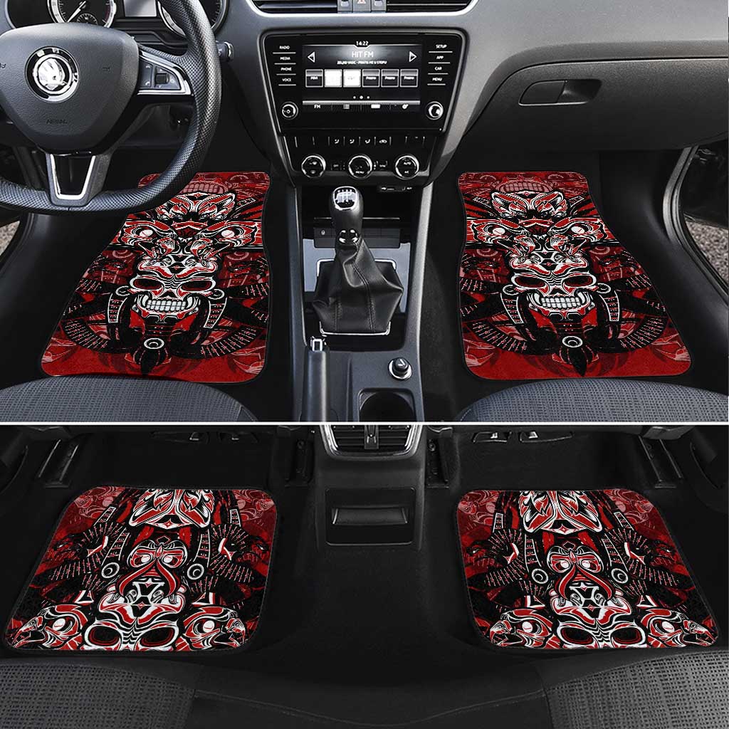 Haida Tribal Skull Canada Car Mats Indigenous Warrior Totem