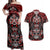 Haida Tribal Skull Canada Couples Matching Off Shoulder Maxi Dress and Hawaiian Shirt Indigenous Warrior Totem