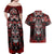 Haida Tribal Skull Canada Couples Matching Off Shoulder Maxi Dress and Hawaiian Shirt Indigenous Warrior Totem