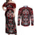 Haida Tribal Skull Canada Couples Matching Off Shoulder Maxi Dress and Long Sleeve Button Shirt Indigenous Warrior Totem