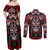 Haida Tribal Skull Canada Couples Matching Off Shoulder Maxi Dress and Long Sleeve Button Shirt Indigenous Warrior Totem