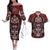 Haida Tribal Skull Canada Couples Matching Off The Shoulder Long Sleeve Dress and Hawaiian Shirt Indigenous Warrior Totem