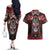 Haida Tribal Skull Canada Couples Matching Off The Shoulder Long Sleeve Dress and Hawaiian Shirt Indigenous Warrior Totem