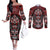 Haida Tribal Skull Canada Couples Matching Off The Shoulder Long Sleeve Dress and Long Sleeve Button Shirt Indigenous Warrior Totem