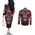 Haida Tribal Skull Canada Couples Matching Off The Shoulder Long Sleeve Dress and Long Sleeve Button Shirt Indigenous Warrior Totem