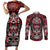 Haida Tribal Skull Canada Couples Matching Short Sleeve Bodycon Dress and Long Sleeve Button Shirt Indigenous Warrior Totem