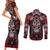 Haida Tribal Skull Canada Couples Matching Short Sleeve Bodycon Dress and Long Sleeve Button Shirt Indigenous Warrior Totem