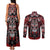 Haida Tribal Skull Canada Couples Matching Tank Maxi Dress and Long Sleeve Button Shirt Indigenous Warrior Totem