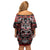 Haida Tribal Skull Canada Family Matching Off Shoulder Short Dress and Hawaiian Shirt Indigenous Warrior Totem