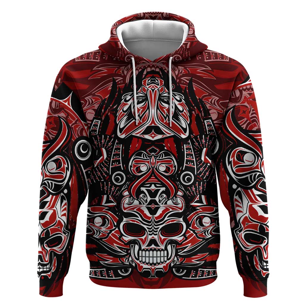 Haida Tribal Skull Canada Hoodie Indigenous Warrior Totem