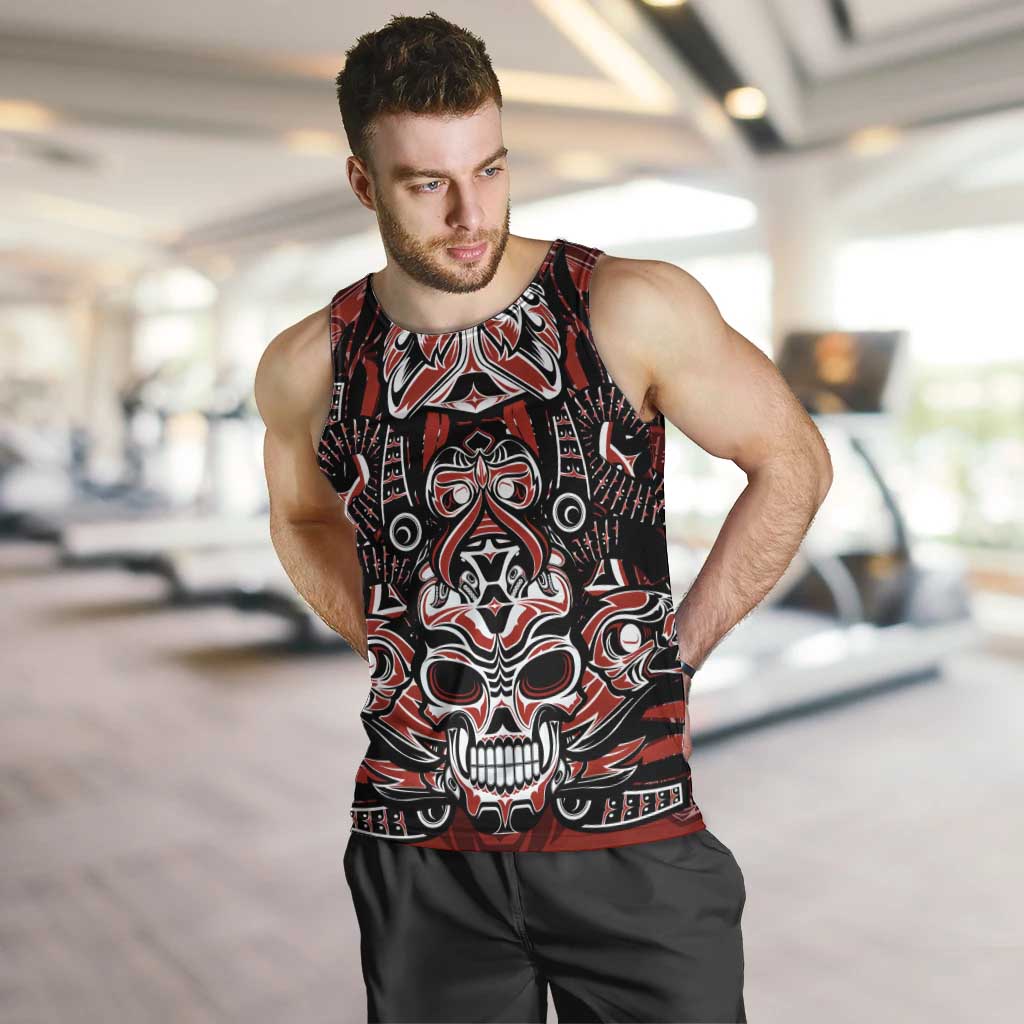 Haida Tribal Skull Canada Men Tank Top Indigenous Warrior Totem