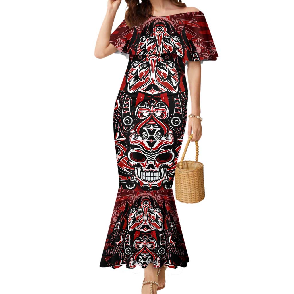 Haida Tribal Skull Canada Mermaid Dress Indigenous Warrior Totem