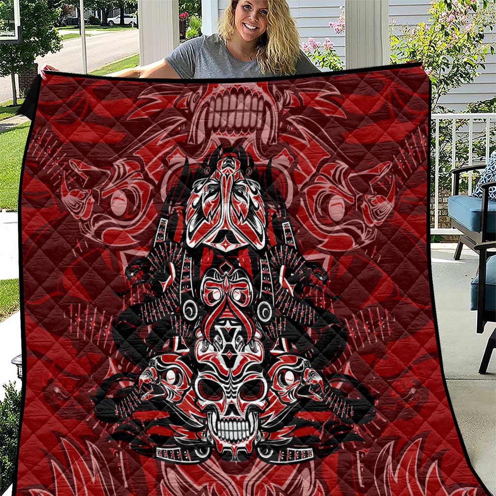 Haida Tribal Skull Canada Quilt Indigenous Warrior Totem