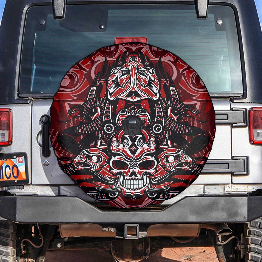 Haida Tribal Skull Canada Spare Tire Cover Indigenous Warrior Totem