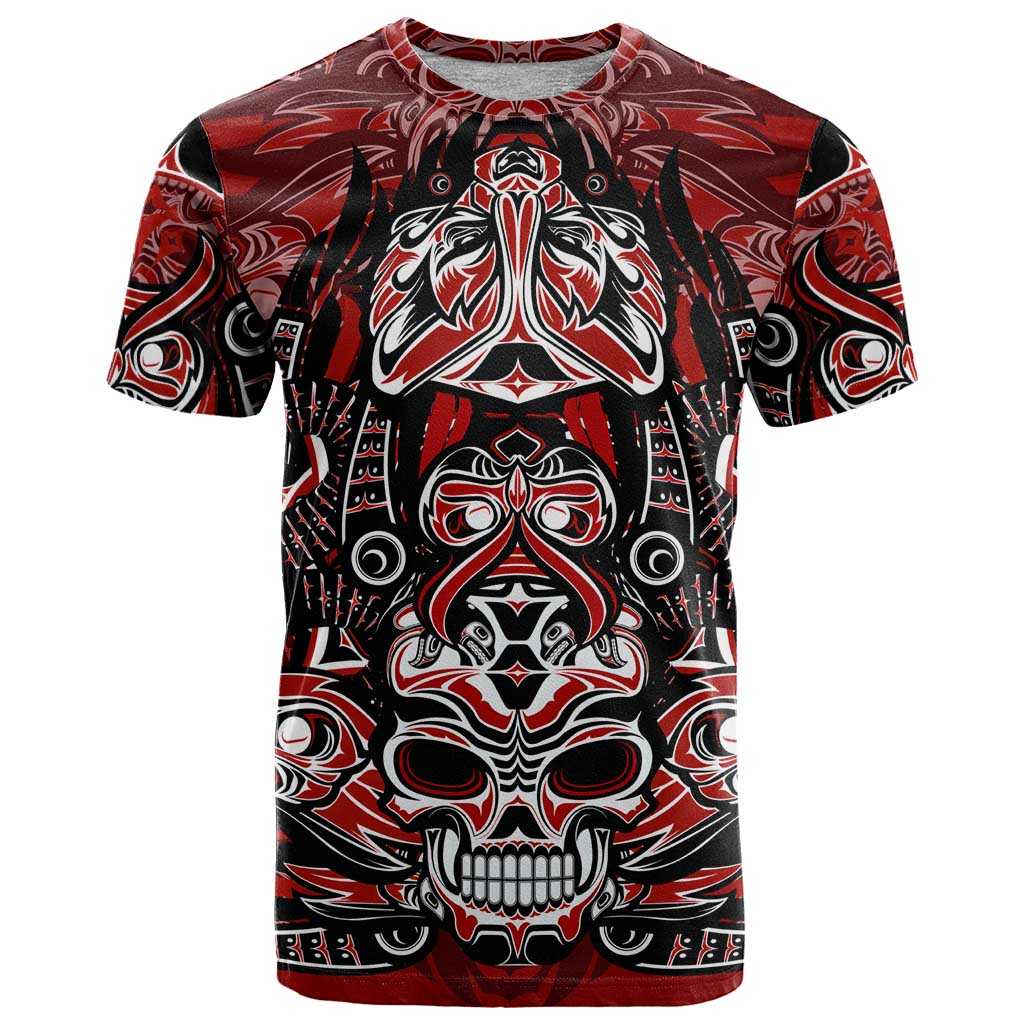 Haida Tribal Skull Canada T Shirt Indigenous Warrior Totem