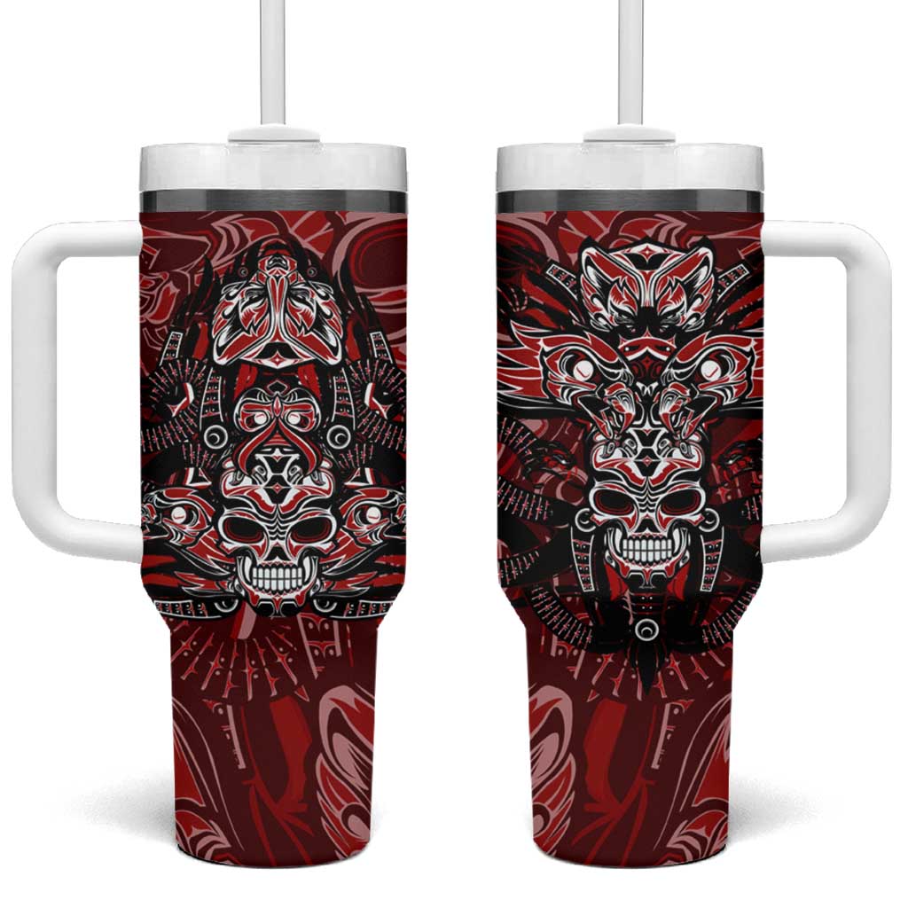 Haida Tribal Skull Canada Tumbler With Handle Indigenous Warrior Totem