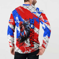 Boricua Pride Rooster Flag Puerto Rico Button Sweatshirt