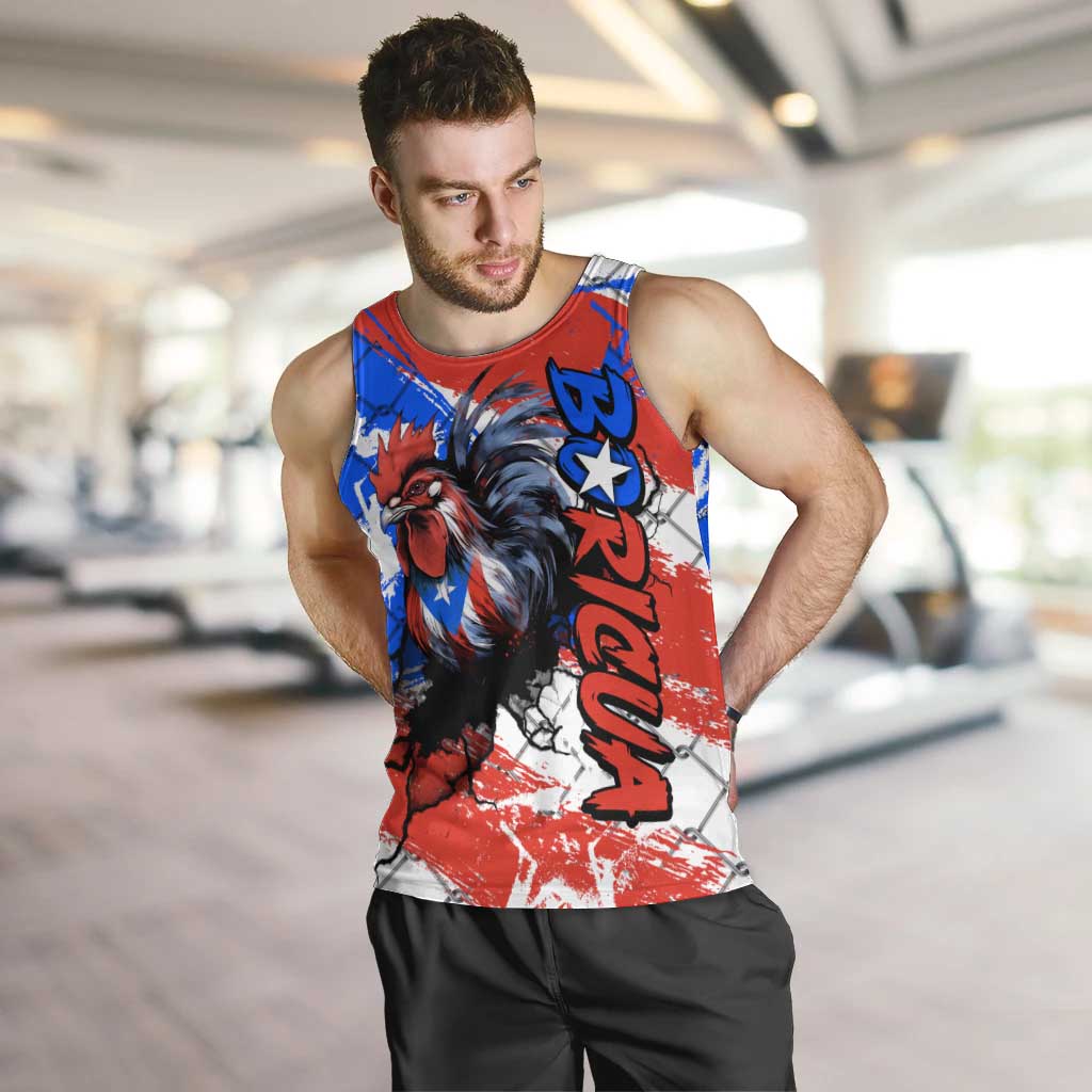 Boricua Pride Rooster Flag Puerto Rico Men Tank Top